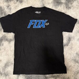 Fox Men's Black Tee with Blue Logo